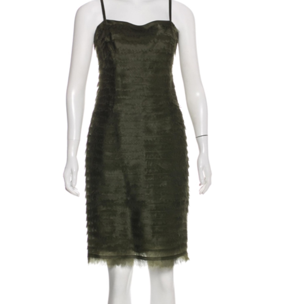 NWT Size M Green Herve Leger silk organza dress